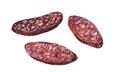 Set of smoked salami slices, pork for breakfast, delicious food, menu design, watercolor