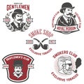 Set of smokers club, gentlemen club labels. Design elements for