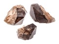 Set of smoky quartz morion crystals isolated
