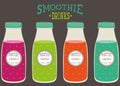 set of smoothie in plastic bottles with cover