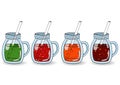 Set of smoothies, juices with different flavors. The concept of Royalty Free Stock Photo