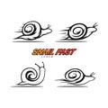 Set of Snail icon logo line art design vector template Royalty Free Stock Photo