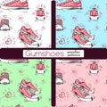 Set of sneakers. Seamless patterns.