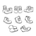 Set of sneakers sneakers sports shoes at different angles walking Royalty Free Stock Photo