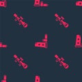 Set Sniper optical sight and Gun magazine and bullets on seamless pattern. Vector