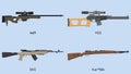 Set of sniper rifle. Flat Design Vector Illustration. Isolated weapon design for loading page, website, poster, banner, book cover