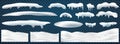 Set of snow caps, pile, icicles, ice, snowball and snowdrift isolated on transparent background. 3d Winter decorations, Christmas Royalty Free Stock Photo