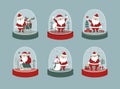 Set of snow globe with santa claus and Snowman.Design for Christmas and New Year greeting card.Vector illustrations. Royalty Free Stock Photo