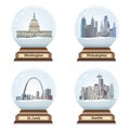 Vector set of snow globes with abstract city skylines Royalty Free Stock Photo