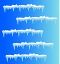 Set of snow icicles, snow cap .