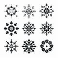 Snowball Fights Vector Art: Symmetrical Black And White Snowflakes