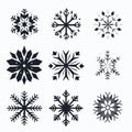 Snowball Fights Vector Art: Symmetrical Black And White Snowflakes