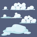 Set of snowballs. Collection of snowdrifts. Vector illustration of winter elements.