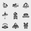 Set of snowboard club logos, labels or badges templates.