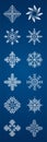 Set of Snowflake group on isolated blue background, illustration element collection