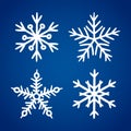 Set snowflake hand drawn icons blue