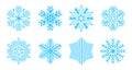 Set snowflake line icons, ice crystal snowflakes signs - vector