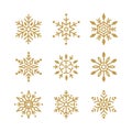 Snowflakes set. Golden snowflakes collection. Vector illustration