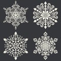 Set of snowflakes isolated on black Royalty Free Stock Photo