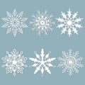 Set of snowflakes. Laser cut pattern for christmas paper cards, design elements, scrapbooking. Vector illustration Royalty Free Stock Photo