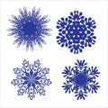 Set of snowflakes. Laser cut pattern for christmas paper cards, design elements, scrapbooking. Vector illustration. Royalty Free Stock Photo
