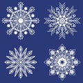 Set of snowflakes. Template for laser cutting. Vector