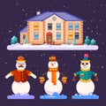 Set of snowmen in different styles