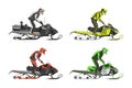 Set of snowmobiles. Transport for extreme sport. Snowmobile with