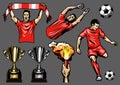 Set of soccer elements and players Royalty Free Stock Photo