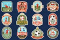 Set of soccer, football club and Boxing club badge, logo, patch design. Vector. Vintage retro patch, label, sticker with