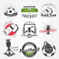 Set of Soccer Football Club. Sport Team. Detailed elements. Old retro vintage grunge. Royalty Free Stock Photo