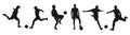 Set of soccer football player silhouettes vector. Royalty Free Stock Photo