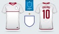 Set of soccer jersey or football kit template design for England national football team. Royalty Free Stock Photo