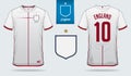 Set of soccer jersey or football kit template design for England national football team. Royalty Free Stock Photo