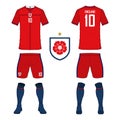 Set of soccer jersey or football kit template for England national football team. Front and back view soccer uniform. Sport shirt Royalty Free Stock Photo