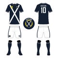 Set of soccer jersey or football kit template for Scotland national football team.