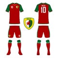 Set of soccer jersey or football kit template for Wales national football team.