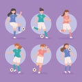 set of soccer women