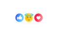 Set for social chat reactions. Like heart, smiley, thumb up icon like. Social media icons. Vector on isolated white background.