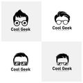 Set of Social Geek Logo design template. Geek vector design icon. Illustration Royalty Free Stock Photo