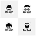 Set of Social Geek Logo design template. Geek vector design icon. Illustration Royalty Free Stock Photo