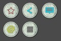 Set of Social icons on a round stone. Isolated on a gray background. 3D illustration. Social media. Design Royalty Free Stock Photo