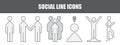 Set of social line icons. Icons for busines and joint work Royalty Free Stock Photo