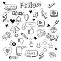 Set of social media doodle vectors Royalty Free Stock Photo