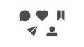 Set of social media flat icons. Vector concept symbol post interface buttons. Heart, comment, post, bookmark collection signs Royalty Free Stock Photo