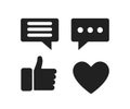 Set of social media icon. Web communication icons isolated. Mail thub up heart website account internet icon Royalty Free Stock Photo