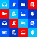 Set Social media inbox, Bell, Delete folder and file document icon. Vector Royalty Free Stock Photo
