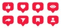 Set social media notification functional icons like, user, friend, heart, thumb up, repost, views, comment, share, save, send Royalty Free Stock Photo