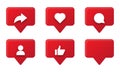 Set of social media notification red icons Royalty Free Stock Photo