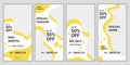Set of 4 social media story layouts with fresh yellow and white color combination. Template design for business story fashion,